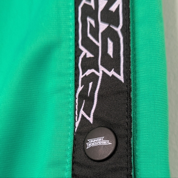 No Fear x H&M Oversized Sports Joggers Side Snaps Athletic Stripe Apple Green M - Picture 5 of 11